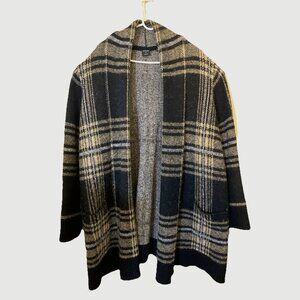 DEVOTION By Cyrus Plaid Chunky Open-Front Swing Jacket Cardigan 3XL Dk Academia